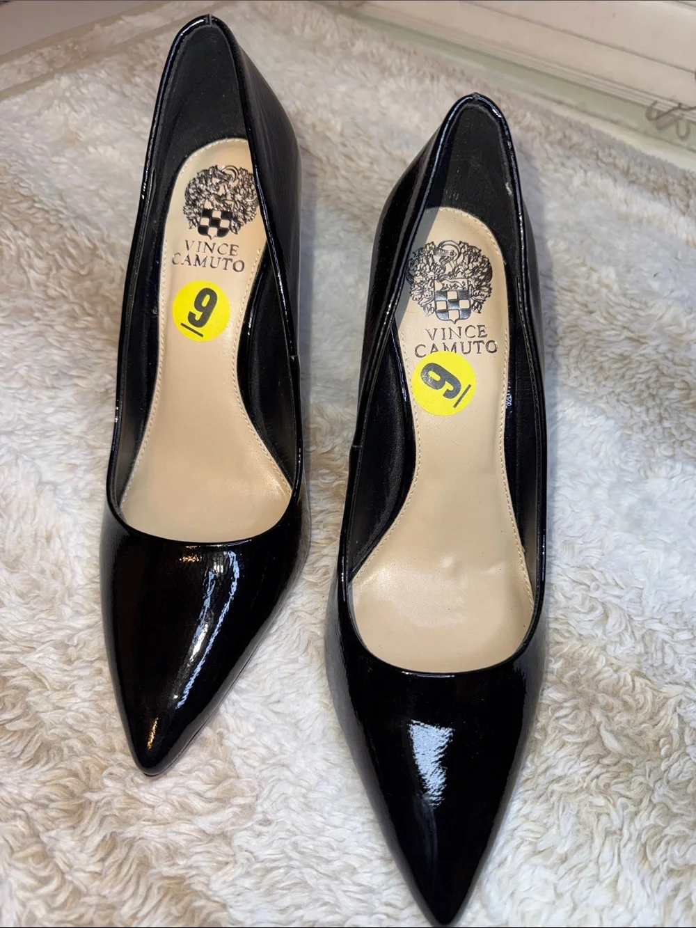 Vince Camuto Black Patent Pointed Pumps